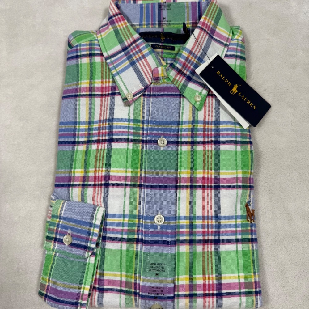 Ralph Lauren Men Classic Fit Long Sleeve Multi Plaid Button Down Shirt Medium